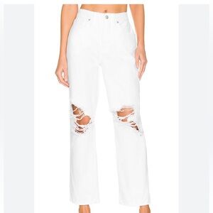 Good American Good 90’s Duster White Distressed Jeans